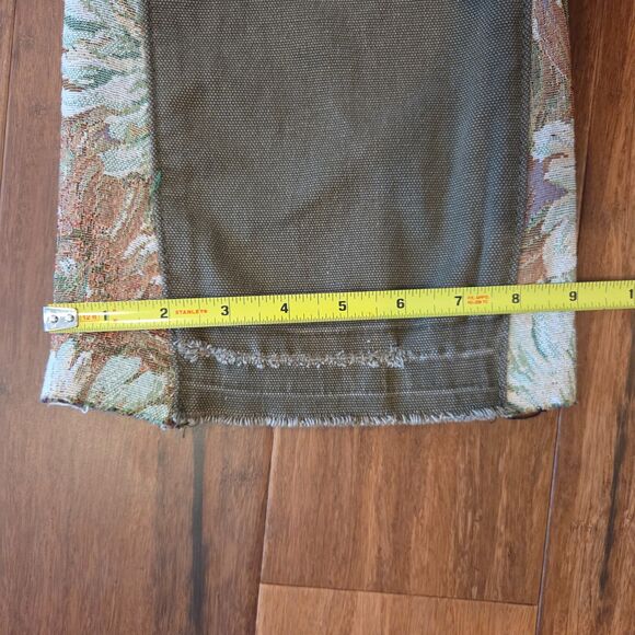 Valabasas Alpha Denim Olive Jacquard Men's Jean Size 38 Stacked Flare Distressed - Picture 10 of 10